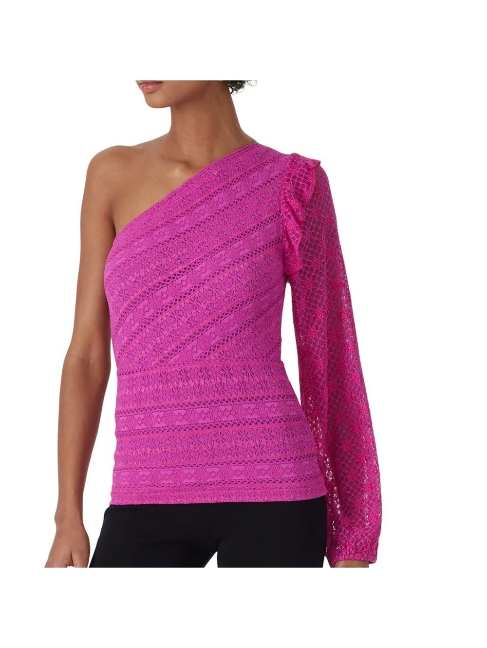 Nightcap Autumn Lace One‑Shoulder Pink Top Size Large